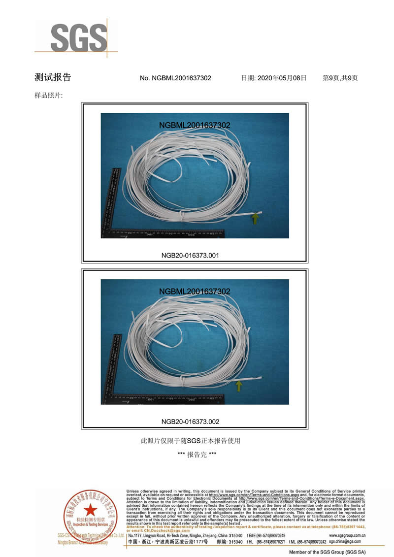 双丝鼻梁条SGS检测报告